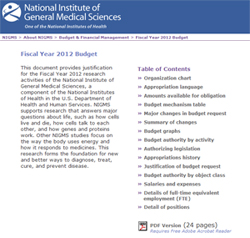 NIGMS Congressional Justification FY 2012