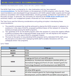 NCRR task force recommendations.