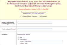 Request for Information (RFI) screenshot