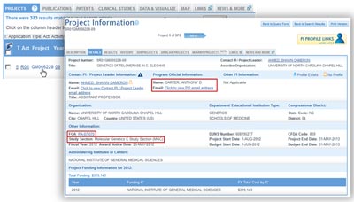 Project information details page