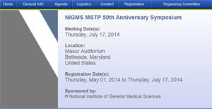 NIGMS Medical Scientist Training Program (MSTP) 50th anniversary symposium