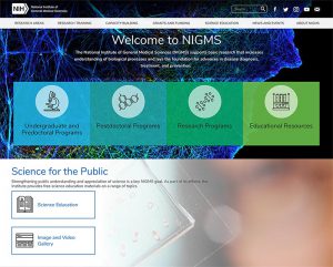 Screenshot of new NIGMS Website Homepage